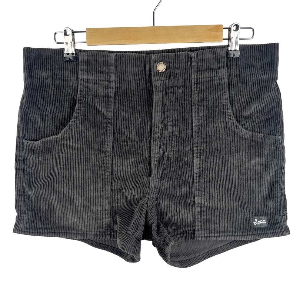 HAMMIES Women's OG Corduroy Shorts Size 36 Gray Surfer Indie Wide Wale Cord Boho